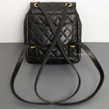 Chanel Urban Spirit Backpack Mini | Black Lambskin Gold Hardware-details
