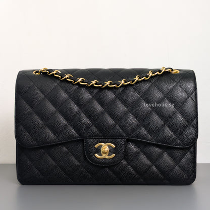 Classic Flap Jumbo | Black Caviar Gold Hardware