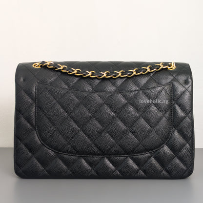 Classic Flap Jumbo | Black Caviar Gold Hardware