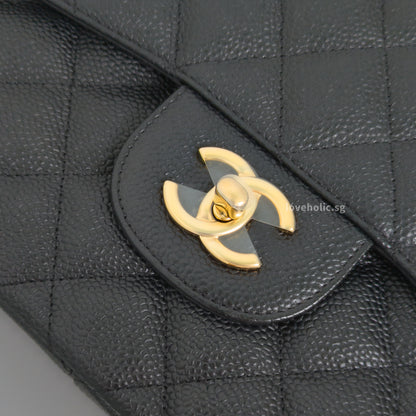 Chanel Classic Flap Jumbo | Black Caviar Gold Hardware-details
