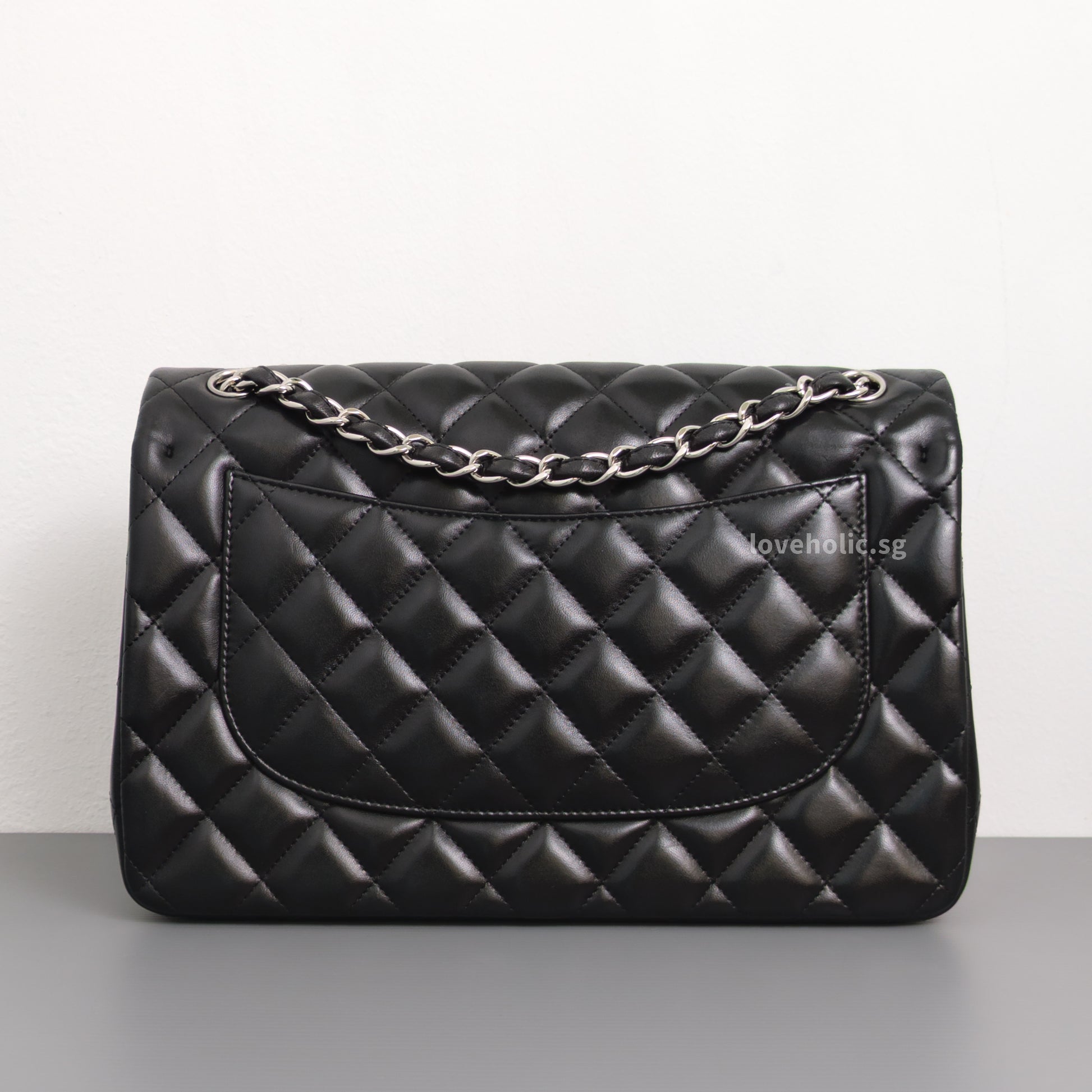 Chanel Classic Flap Jumbo | Black Lambskin Silver Hardware-back