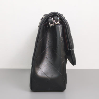 Chanel Classic Flap Jumbo | Black Lambskin Silver Hardware-side