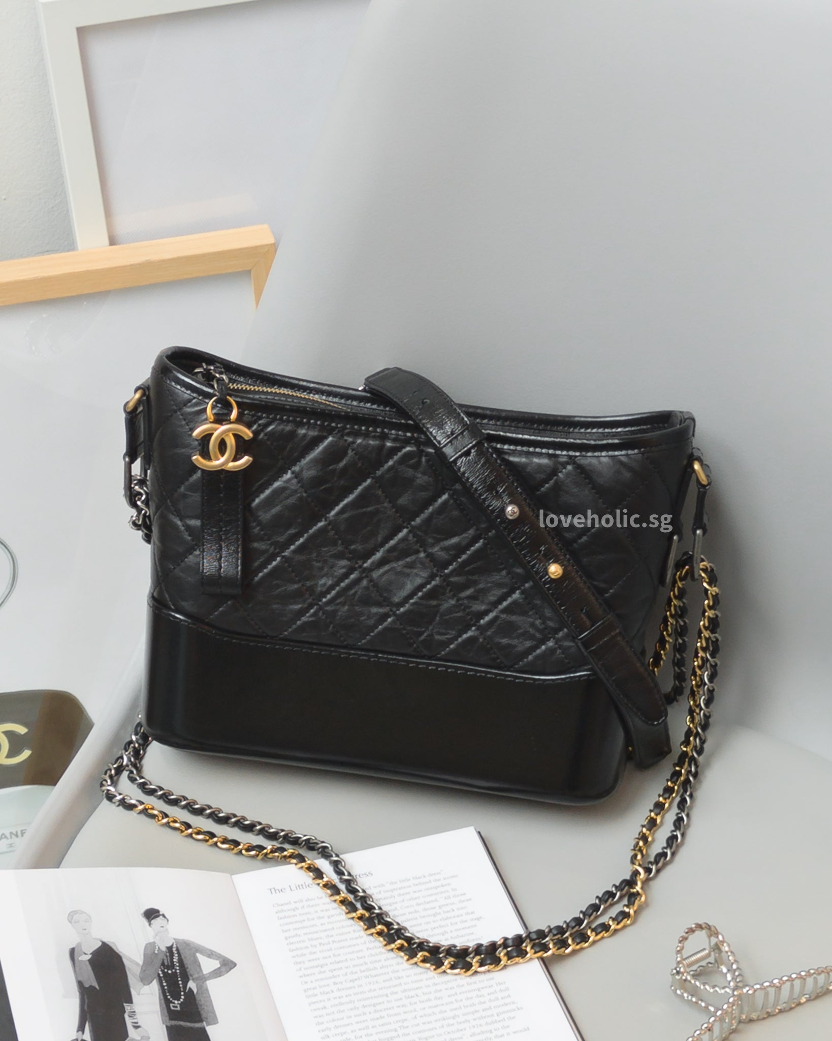 Chanel Gabrielle Hobo Small | Black Calfskin Gold/Silver Hardware-front