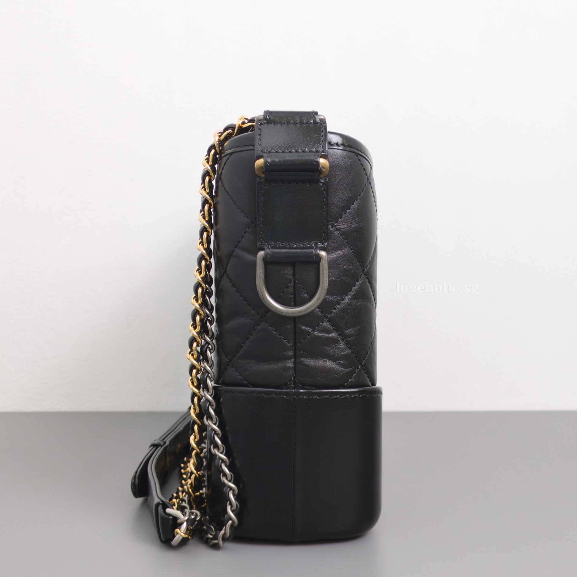 Chanel Gabrielle Hobo Small | Black Calfskin Gold/Silver Hardware-side