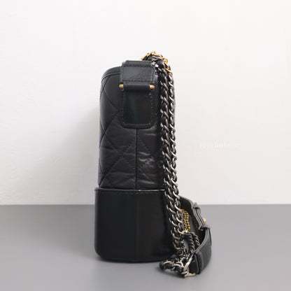 Chanel Gabrielle Hobo Small | Black Calfskin Gold/Silver Hardware-details