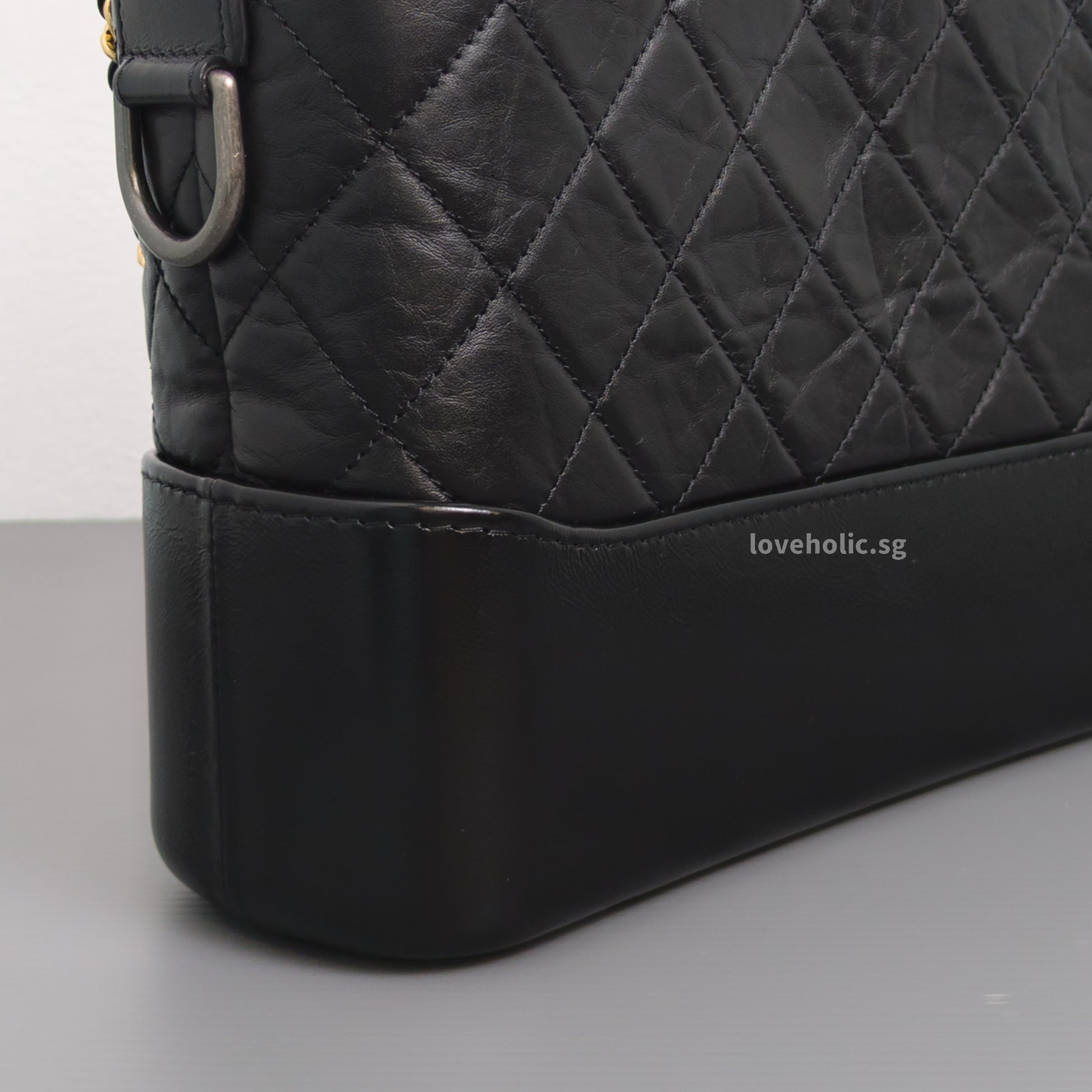 Chanel Gabrielle Hobo Small | Black Calfskin Gold/Silver Hardware-details