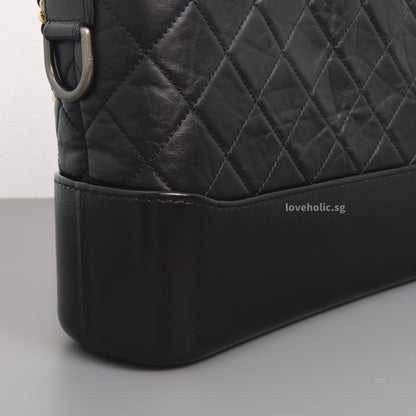 Chanel Gabrielle Hobo Small | Black Calfskin Gold/Silver Hardware-details