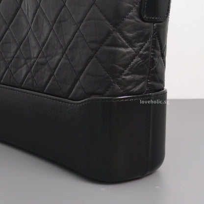 Chanel Gabrielle Hobo Small | Black Calfskin Gold/Silver Hardware-details