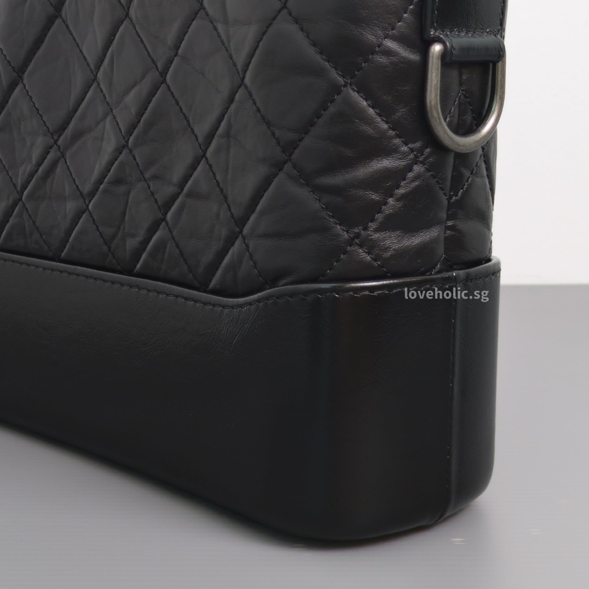 Chanel Gabrielle Hobo Small | Black Calfskin Gold/Silver Hardware-details