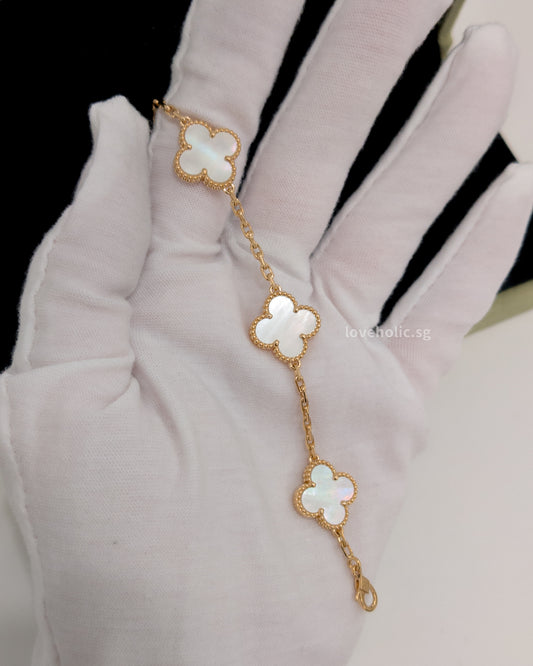 Van Cleef & Arpels VCA Vintage Alhambra Bracelet 5 Motif | Mother Of Pearl 18K Gold-model