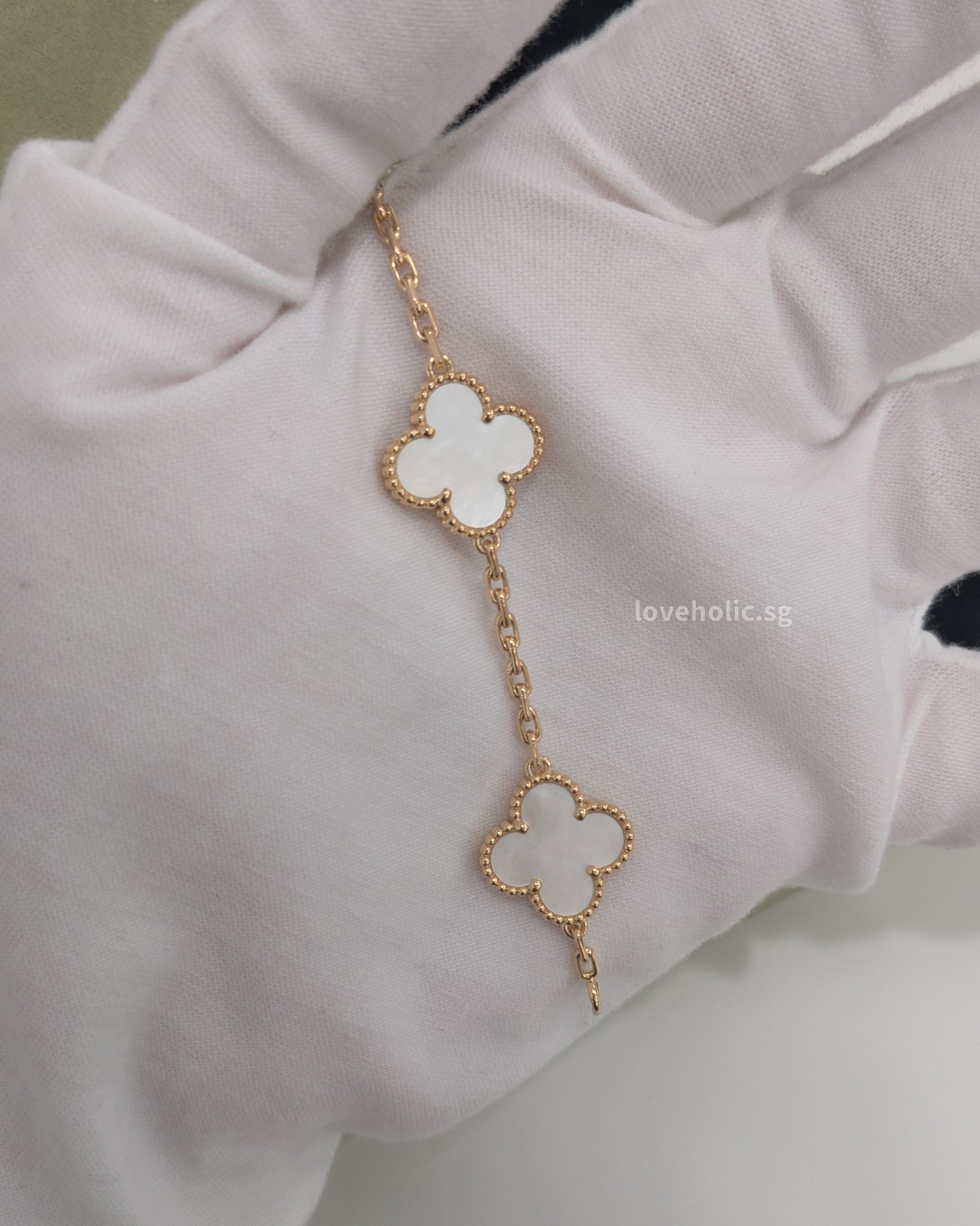 Van Cleef & Arpels VCA Vintage Alhambra Bracelet 5 Motif | Mother Of Pearl 18K Gold-front1