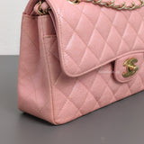 Chanel Classic Flap Small | 19S Iridescent Sakura Pink Caviar Light Gold Hardware-details