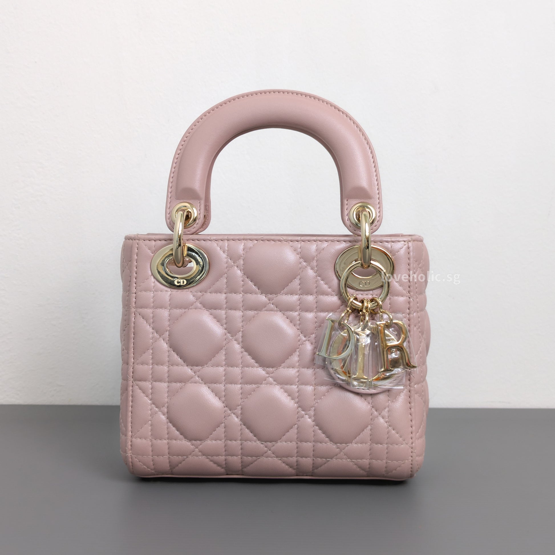 Dior Lady Dior Mini | Pearlescent Lotus Pink Lambskin Light Gold Hardware-front1