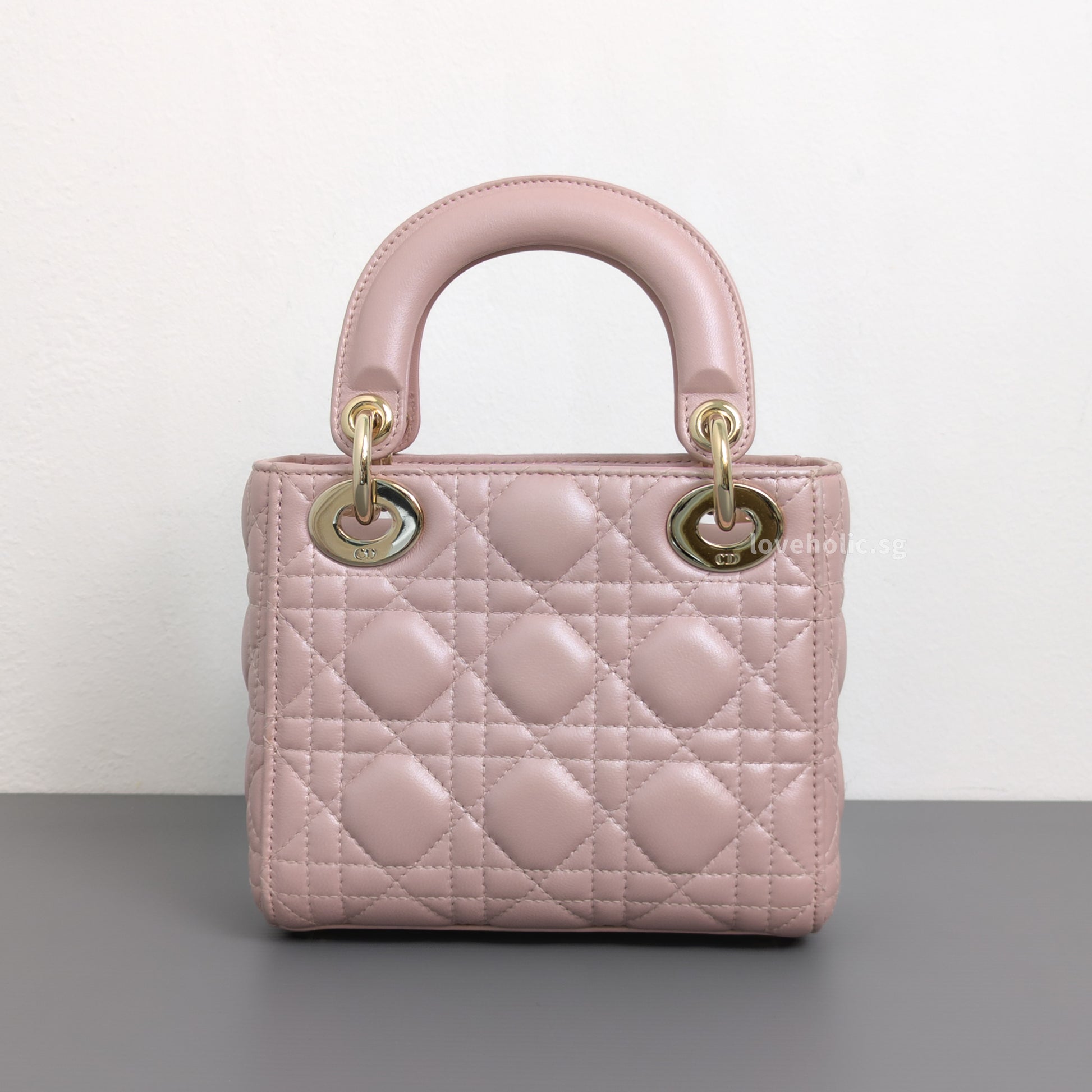 Dior Lady Dior Mini | Pearlescent Lotus Pink Lambskin Light Gold Hardware-back