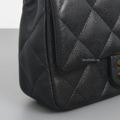 Chanel Flap Bag 23P Mini Heart Crush | Black Caviar Brushed Gold Hardware-details