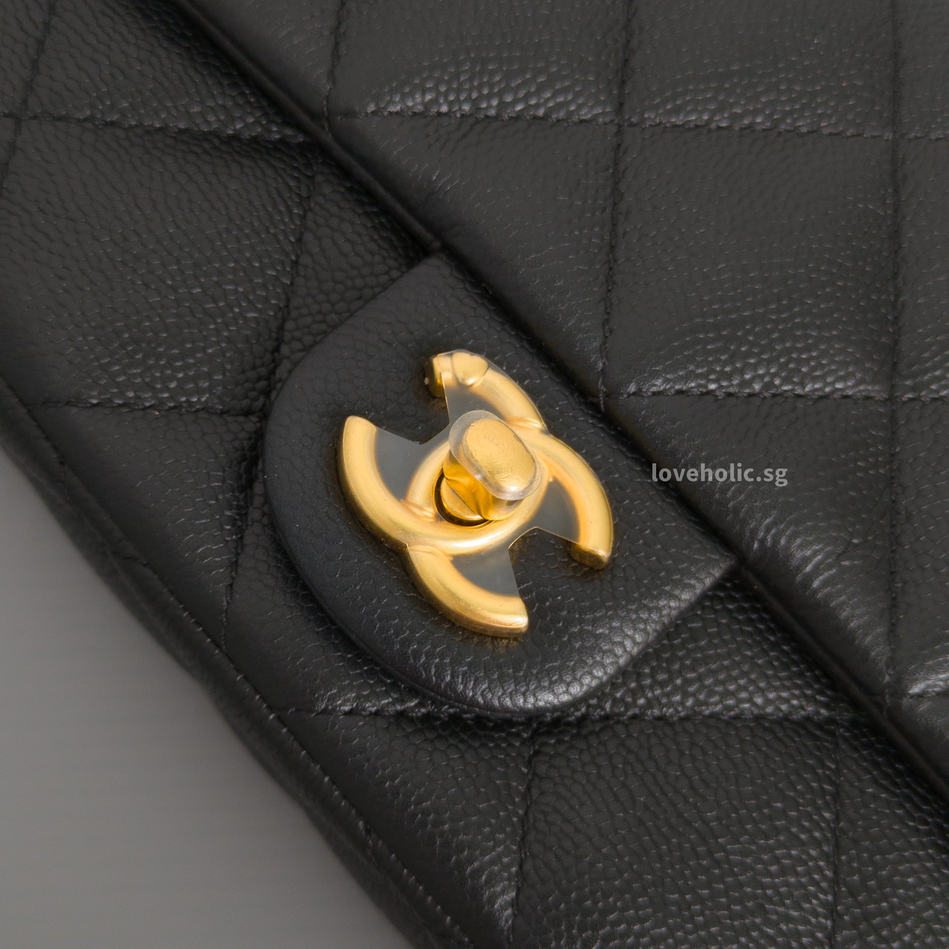Chanel Flap Bag 23P Mini Heart Crush | Black Caviar Brushed Gold Hardware-details