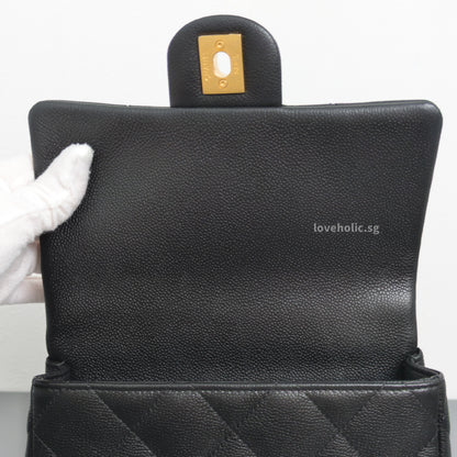 Chanel Flap Bag 23P Mini Heart Crush | Black Caviar Brushed Gold Hardware-details
