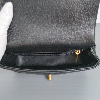Chanel Flap Bag 23P Mini Heart Crush | Black Caviar Brushed Gold Hardware-details