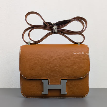 Hermes Constance 18 Mini | Gold Epsom Palladium Hardware-front1