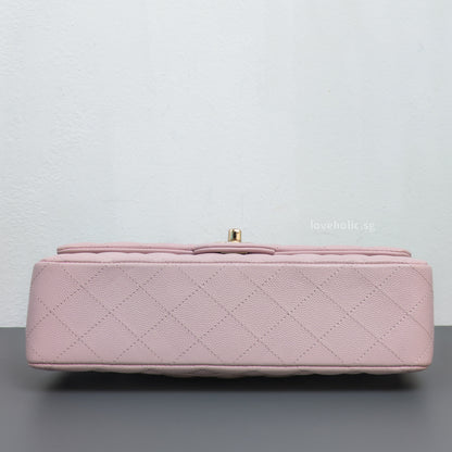 Chanel Classic Flap Medium | 21C Rose Claire Caviar Light Gold Hardware-details