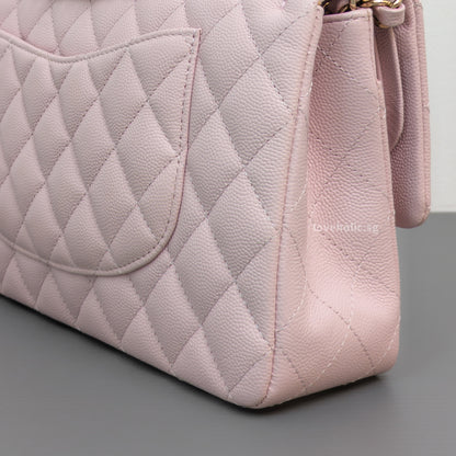 Chanel Classic Flap Medium | 21C Rose Claire Caviar Light Gold Hardware-details