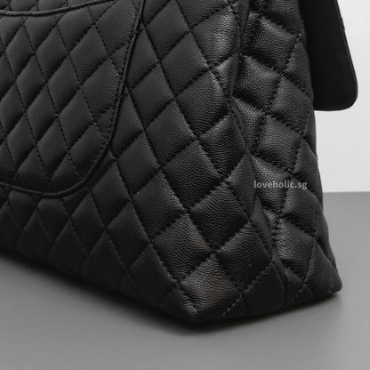 Chanel Coco Handle Large with Lizard Handle | Black Caviar Ruthenium Hardware-details