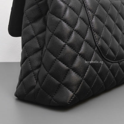 Chanel Coco Handle Large with Lizard Handle | Black Caviar Ruthenium Hardware-details