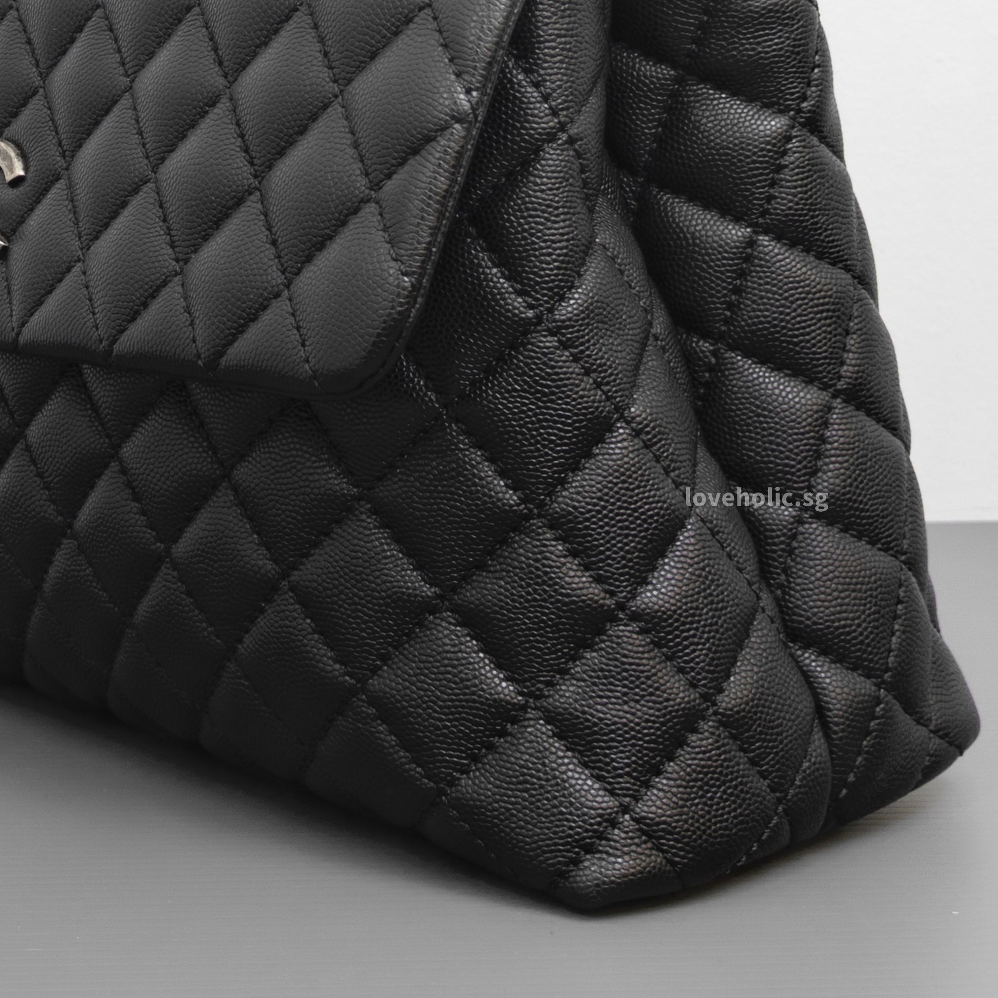 Chanel Coco Handle Large with Lizard Handle | Black Caviar Ruthenium Hardware-details