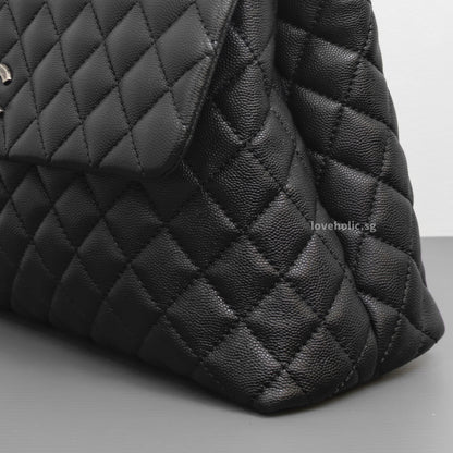 Chanel Coco Handle Large with Lizard Handle | Black Caviar Ruthenium Hardware-details