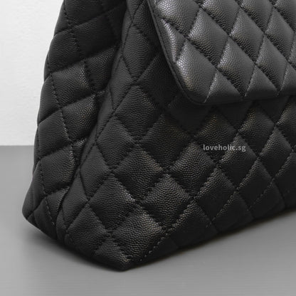 Chanel Coco Handle Large with Lizard Handle | Black Caviar Ruthenium Hardware-details