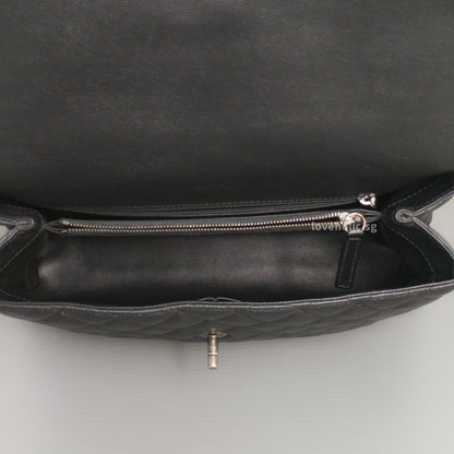 Chanel Coco Handle Large with Lizard Handle | Black Caviar Ruthenium Hardware-details