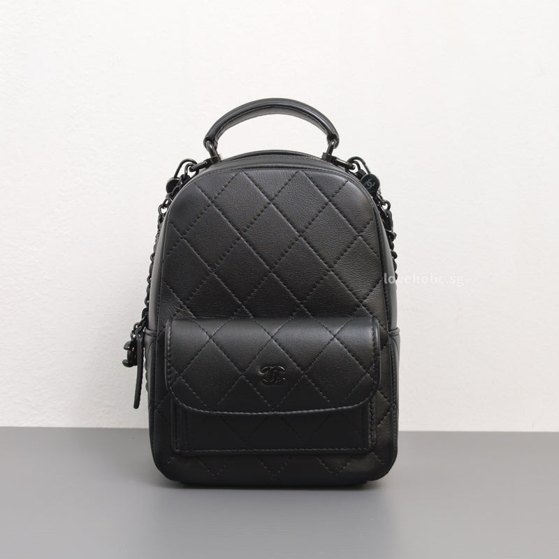 Chanel Backpack Mini | 25C SO BLACK Calfskin Black Hardware-front1