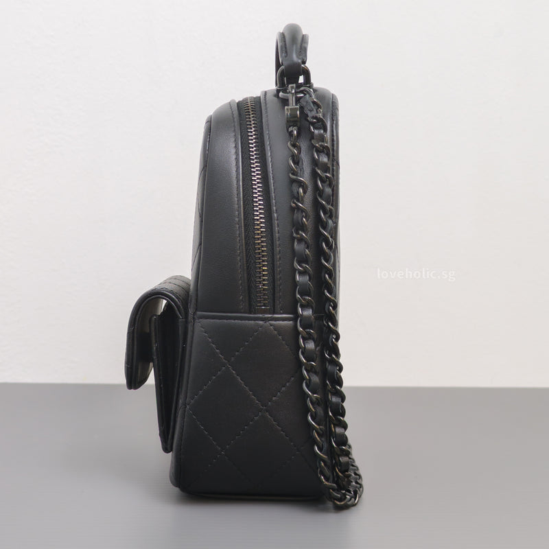 Chanel Backpack Mini | 25C SO BLACK Calfskin Black Hardware-side