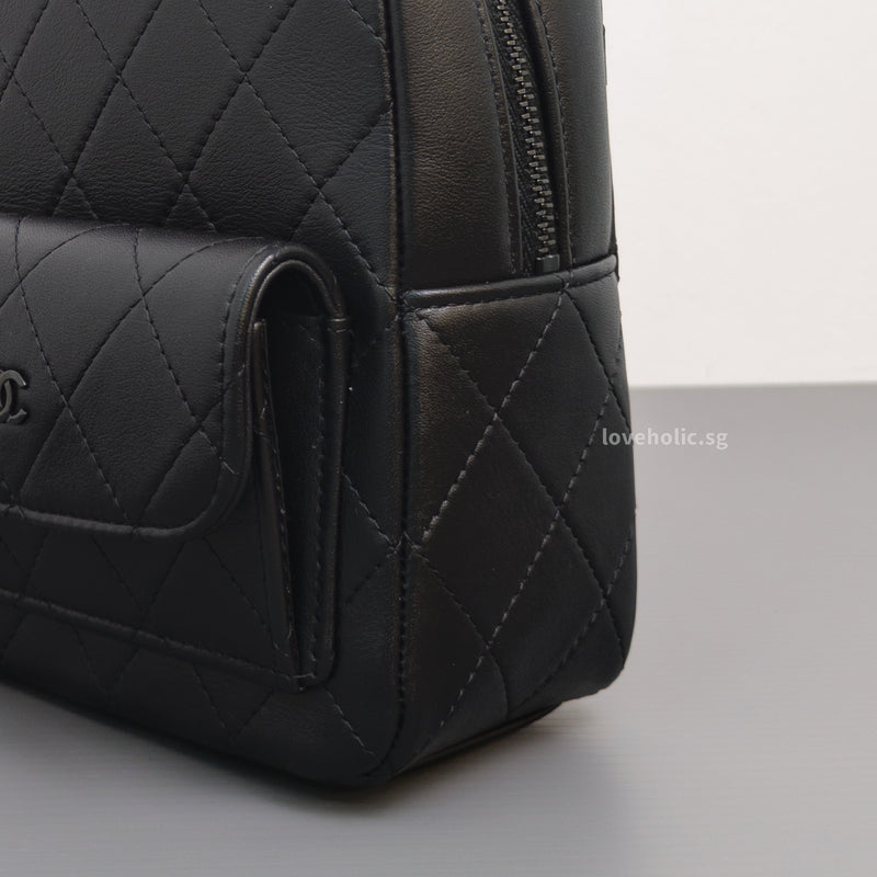 Chanel Backpack Mini | 25C SO BLACK Calfskin Black Hardware-details