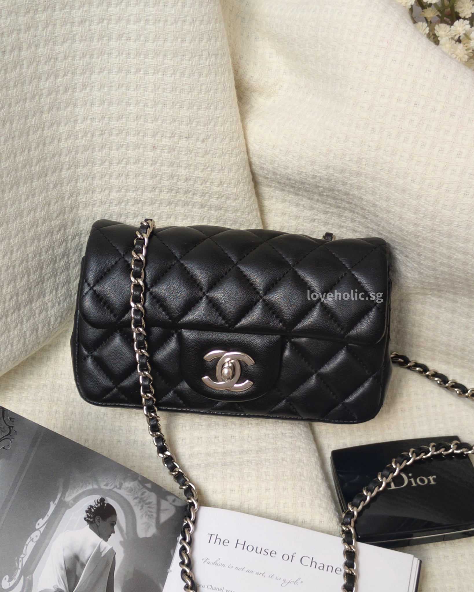 Chanel Mini Rectangle Extra Mini | Black Lambskin Silver Hardware-front
