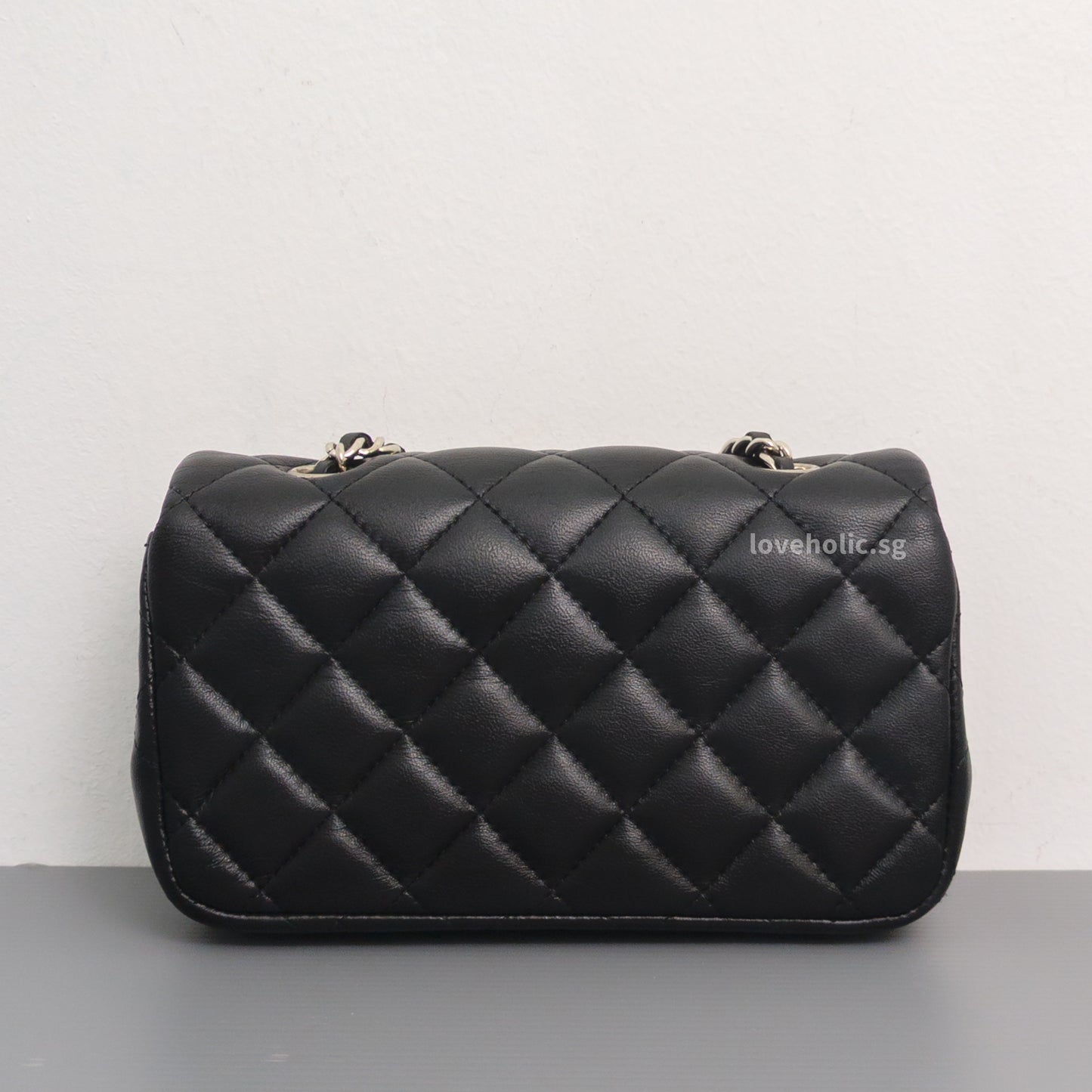 Chanel Mini Rectangle Extra Mini | Black Lambskin Silver Hardware-back