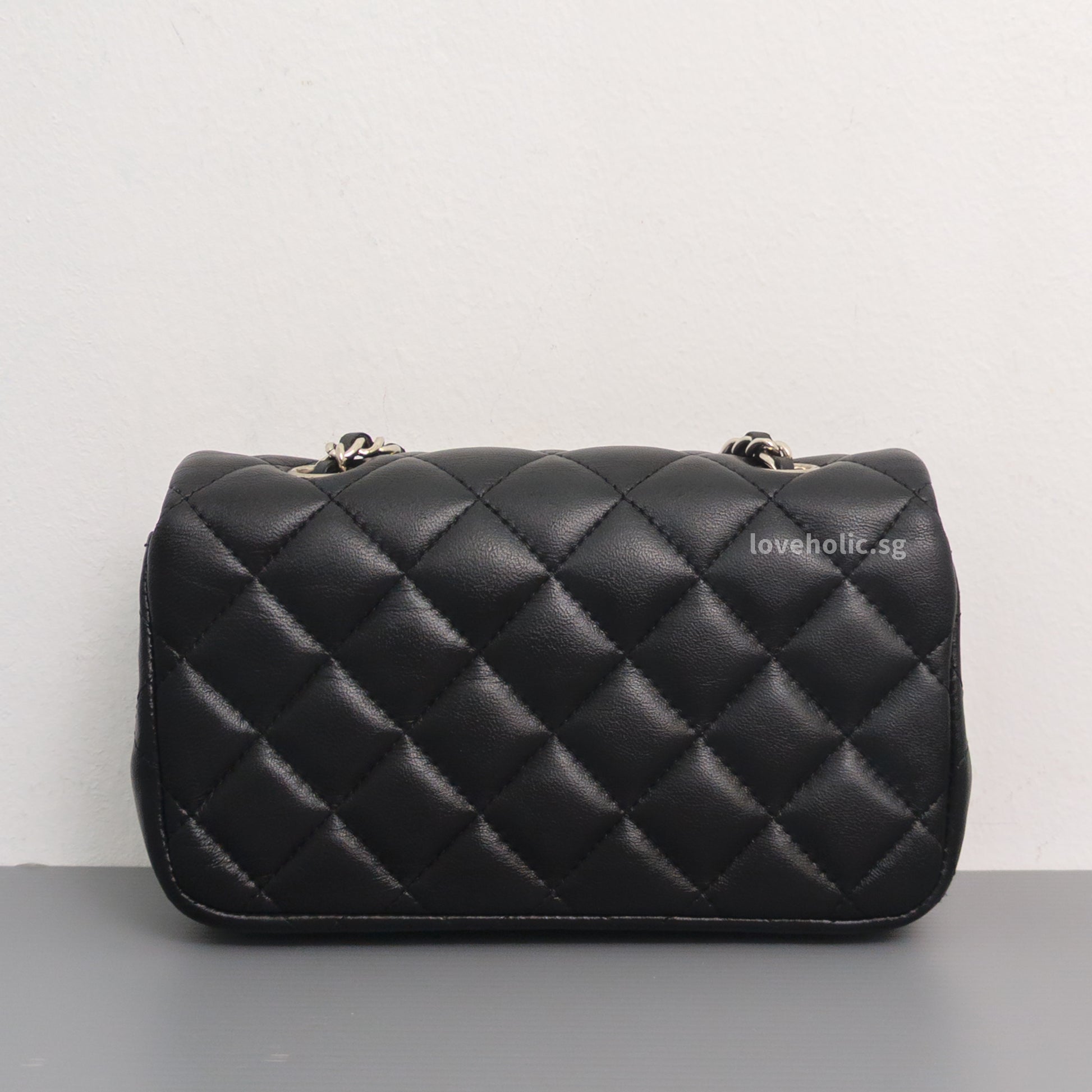 Chanel Mini Rectangle Extra Mini | Black Lambskin Silver Hardware-back