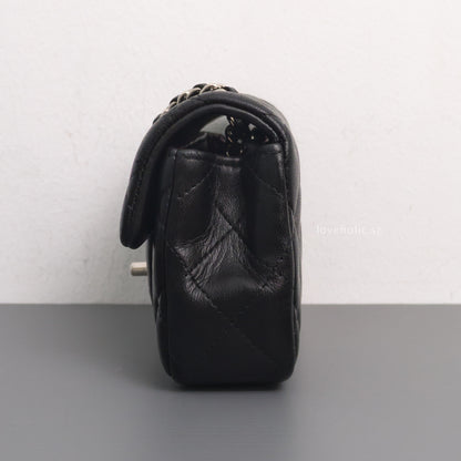 Chanel Mini Rectangle Extra Mini | Black Lambskin Silver Hardware-side