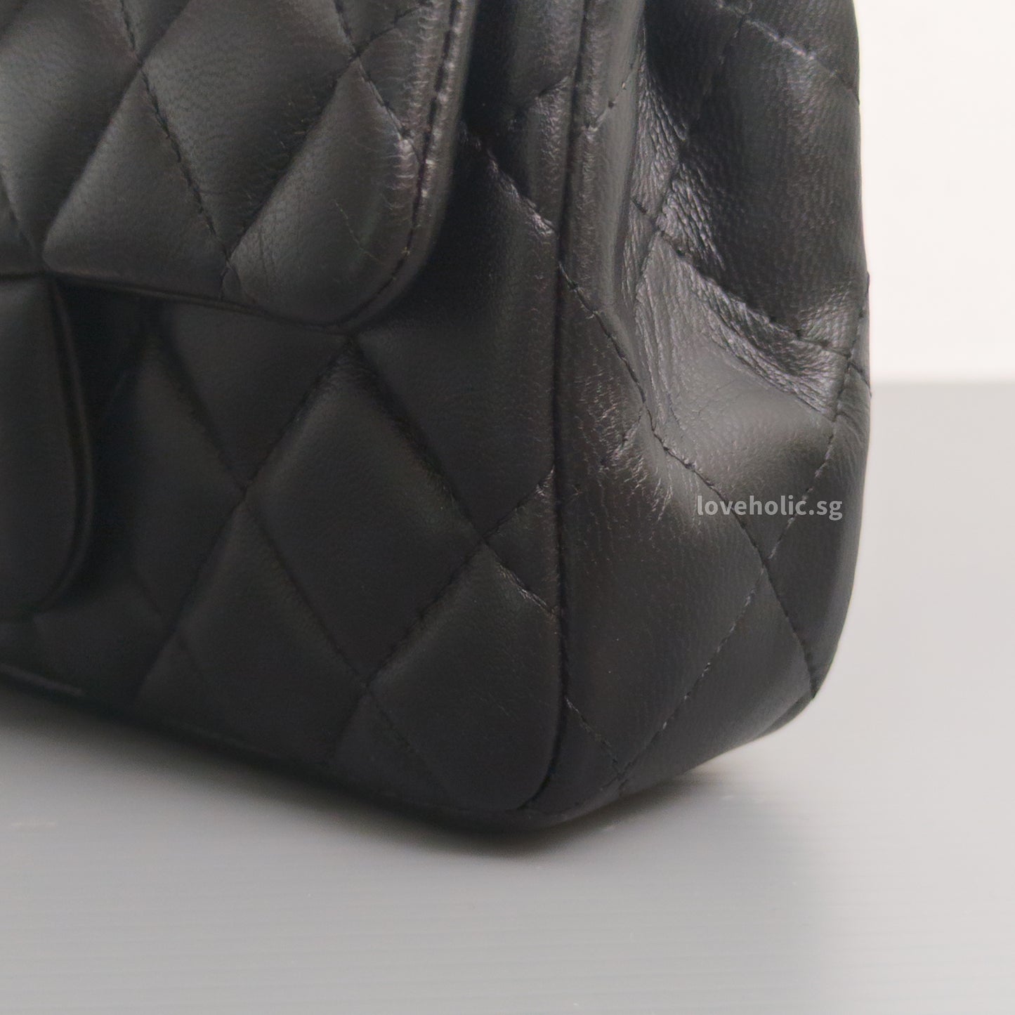 Chanel Mini Rectangle Extra Mini | Black Lambskin Silver Hardware-details