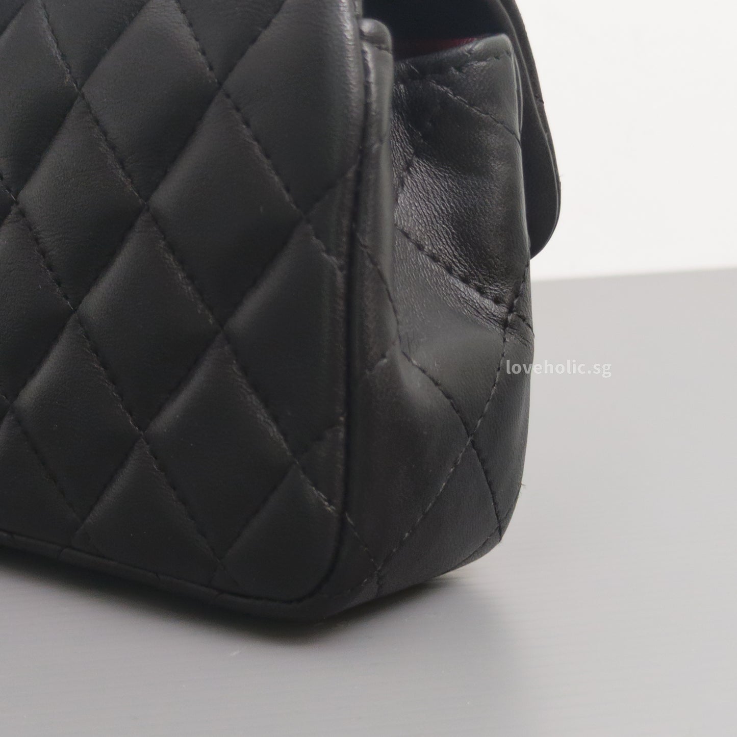 Chanel Mini Rectangle Extra Mini | Black Lambskin Silver Hardware-details