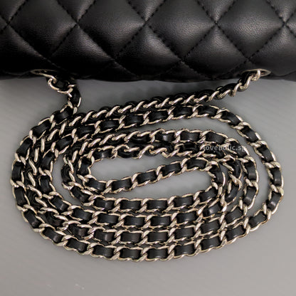 Chanel Mini Rectangle Extra Mini | Black Lambskin Silver Hardware-details