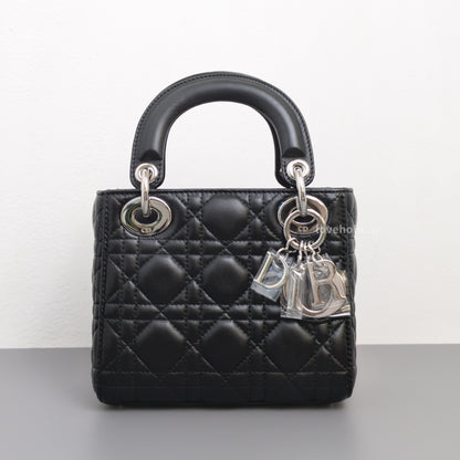 Dior Lady Dior Mini | Black Lambskin Silver Hardware-front1