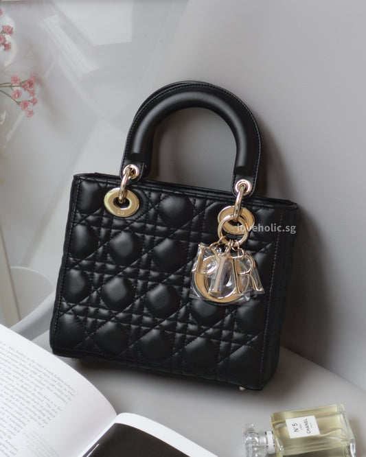 Dior My Lady Dior Small | Black Lambskin Light Gold Hardware-front