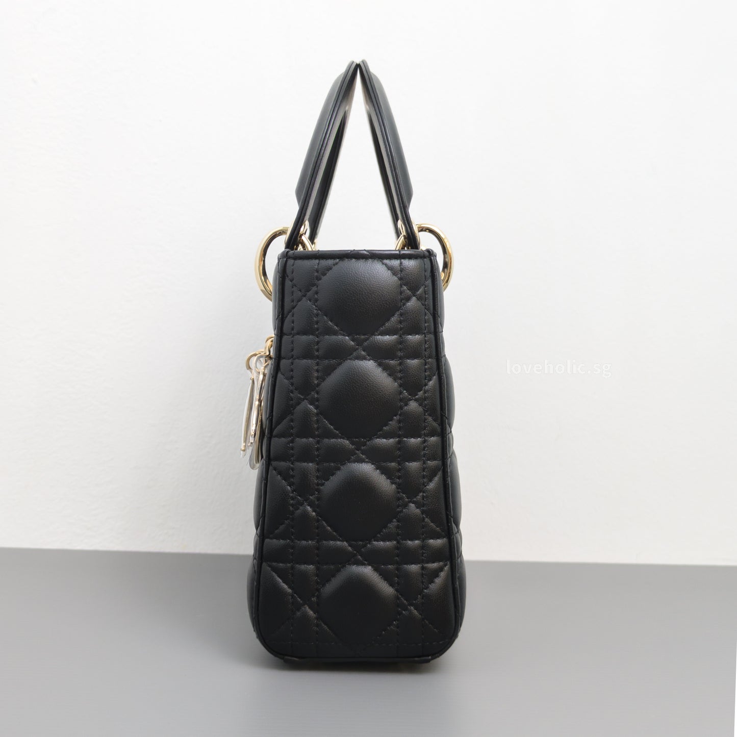 Dior My Lady Dior Small | Black Lambskin Light Gold Hardware-side