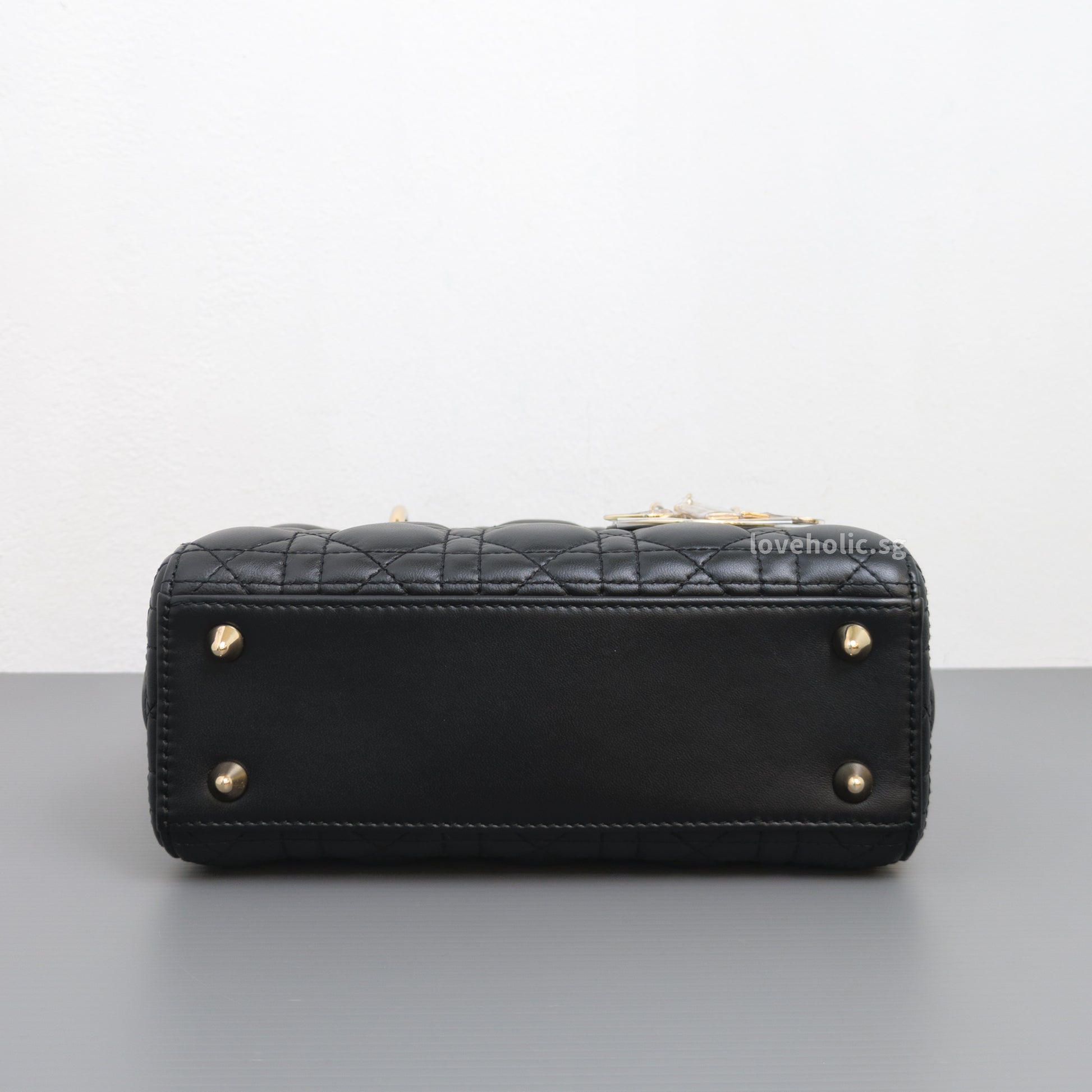 Dior My Lady Dior Small | Black Lambskin Light Gold Hardware-details