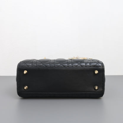 Dior My Lady Dior Small | Black Lambskin Light Gold Hardware-details