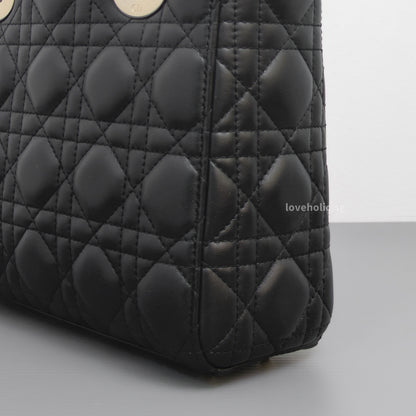 Dior My Lady Dior Small | Black Lambskin Light Gold Hardware-details