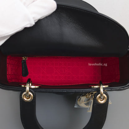 Dior My Lady Dior Small | Black Lambskin Light Gold Hardware-details