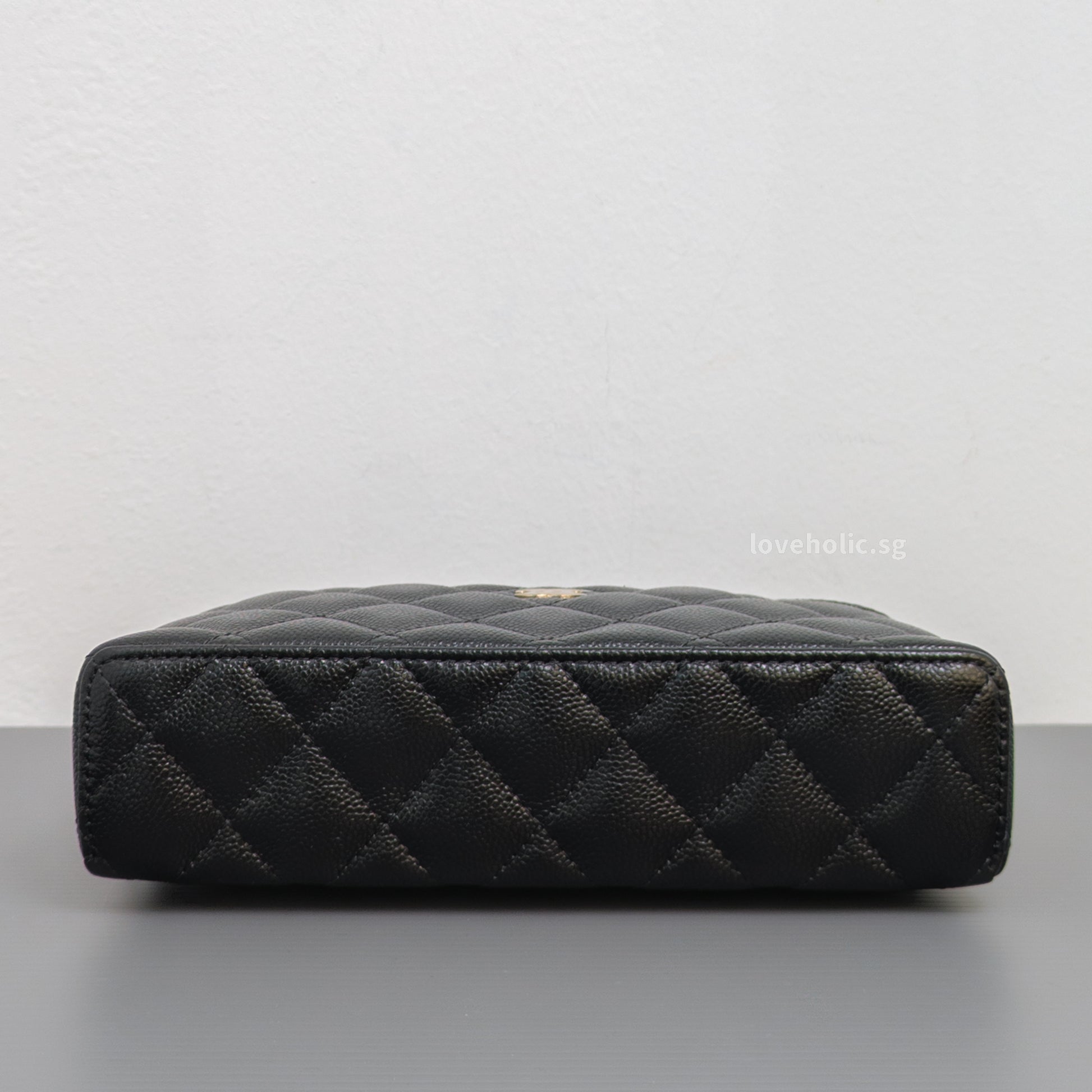 Chanel Top Handle Vanity On Chain LP | Black Caviar Light Gold Hardware-details