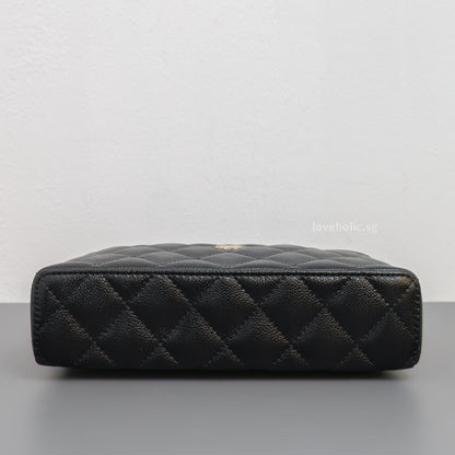 Chanel Top Handle Vanity On Chain LP | Black Caviar Light Gold Hardware-details